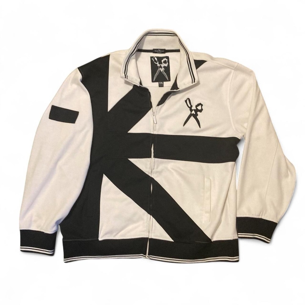 Marc Ecko white black 00s style track jacket vtg baggy XXL/24.5